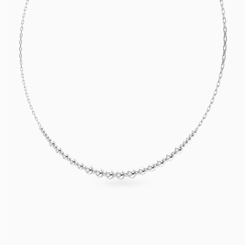 Waves by L'azurde Graduating Beads Necklace in Silver - Image 2